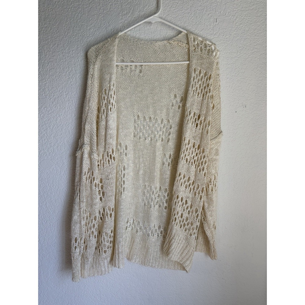 Women's Bohemian Festival Crochet Off White Cardigan Size Xl